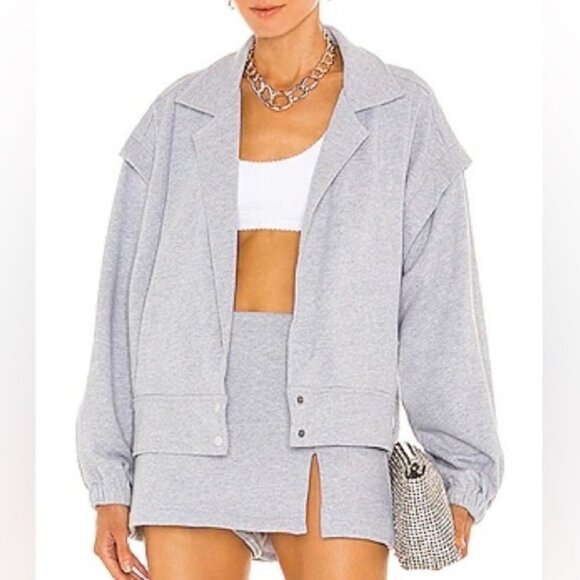 Amanda Uprichard Rebel Jersey Bomber Jacket Preppy Minimalist Athletic Small - Picture 1 of 10